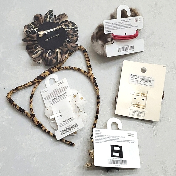 Mixed Lot of (6) Animal Print & Gold Hair Accessories including some Gymboree - Picture 3 of 10